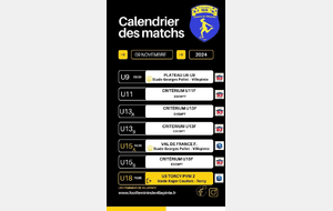 calendrier du week-end du 9 et 10 novembre 2024